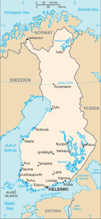 Kaart van Finland