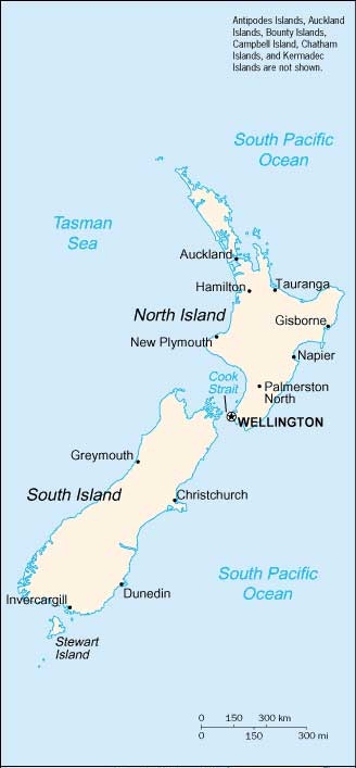 Kaart van Nieuw Zeeland