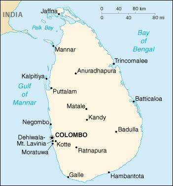 Kaart van Sri Lanka