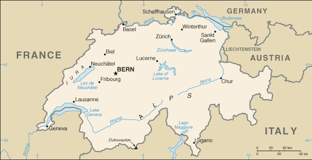 Kaart van Zwitserland
