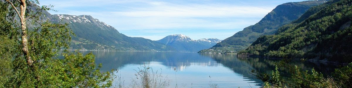 De Hardangerfjord vanaf Route 13, Noorwegen