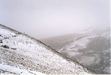 The cold East side of Lonscale Fell